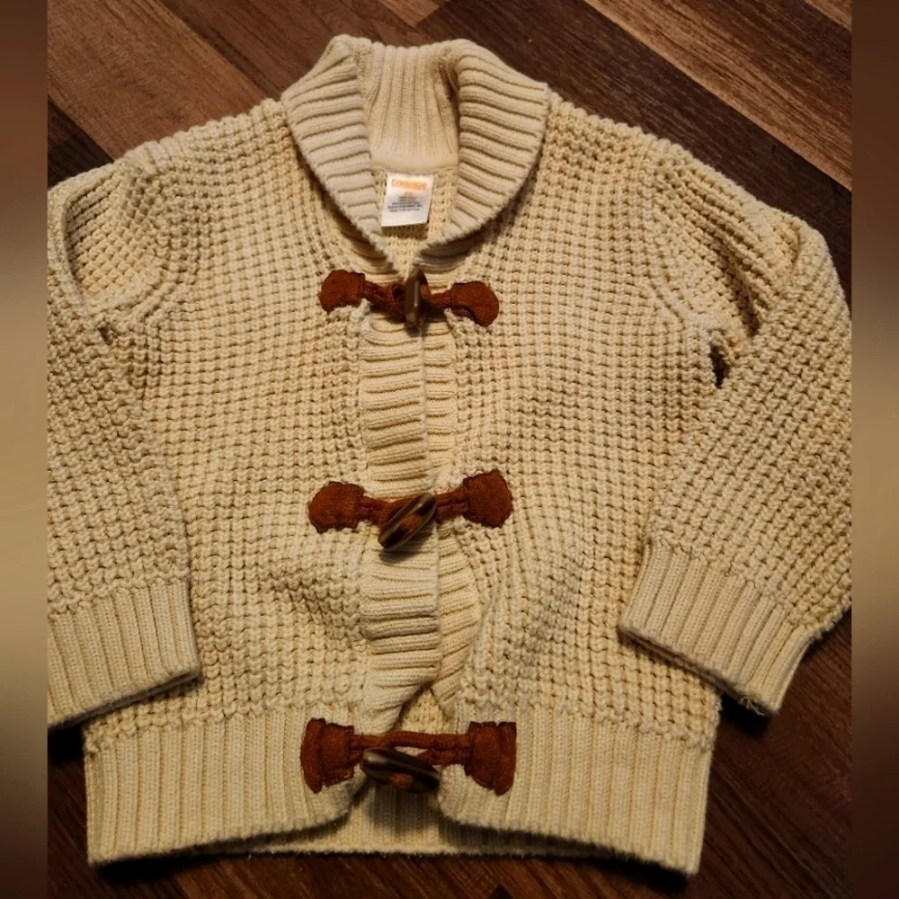 Gymboree Cream and Brown Button Sweater size 2T Vintage